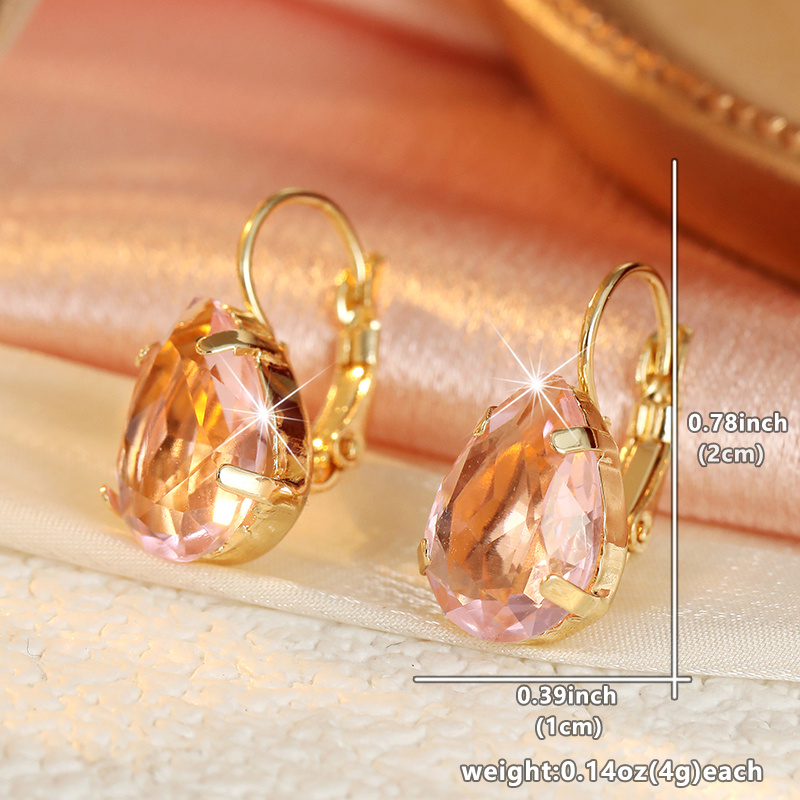 Pink CZ Teardrop Pendant Earrings, Sparkling Gemstone Gift